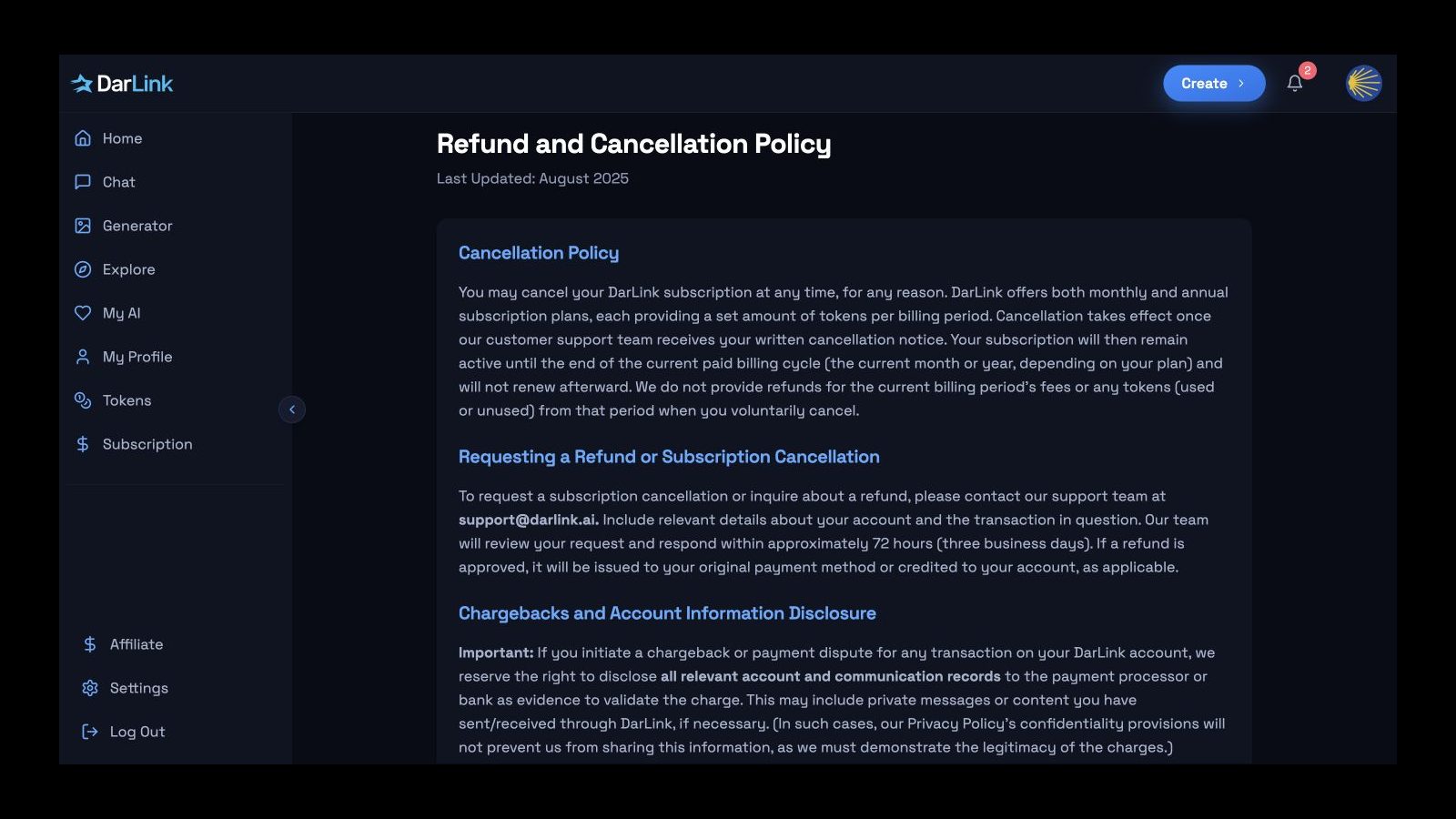 DarLink refund and cancellation policy
