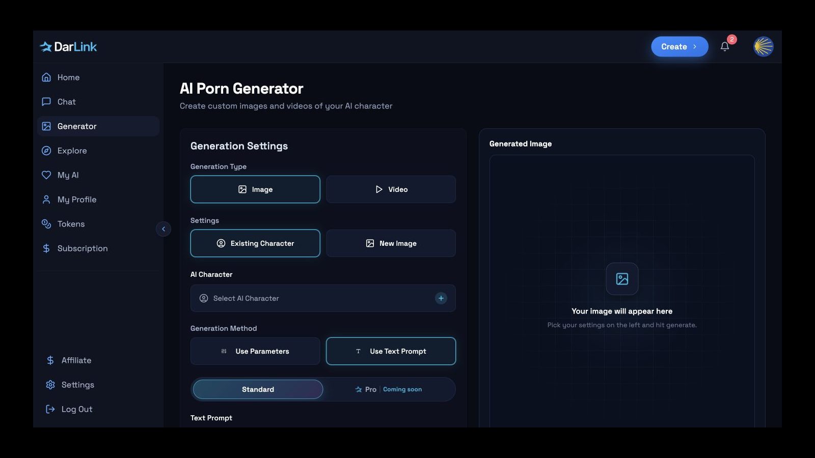 DarLink image generator controls