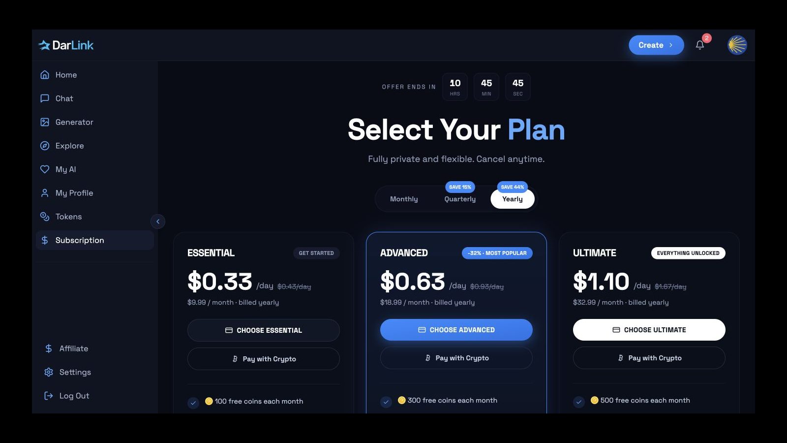 DarLink yearly subscription prices