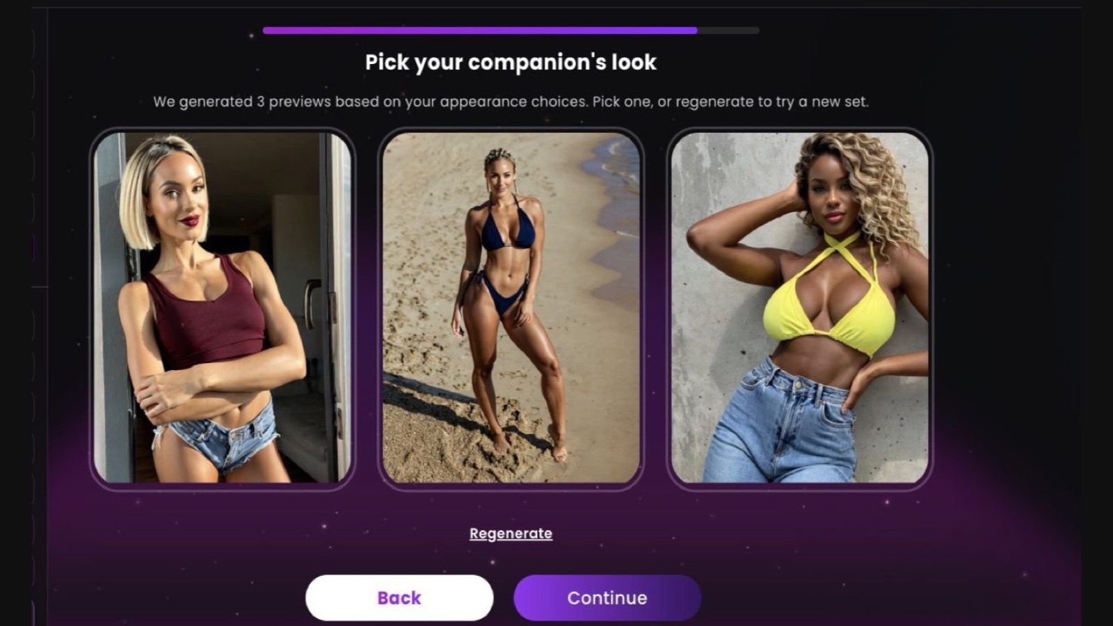 Three Dreamz.ai companion appearance previews